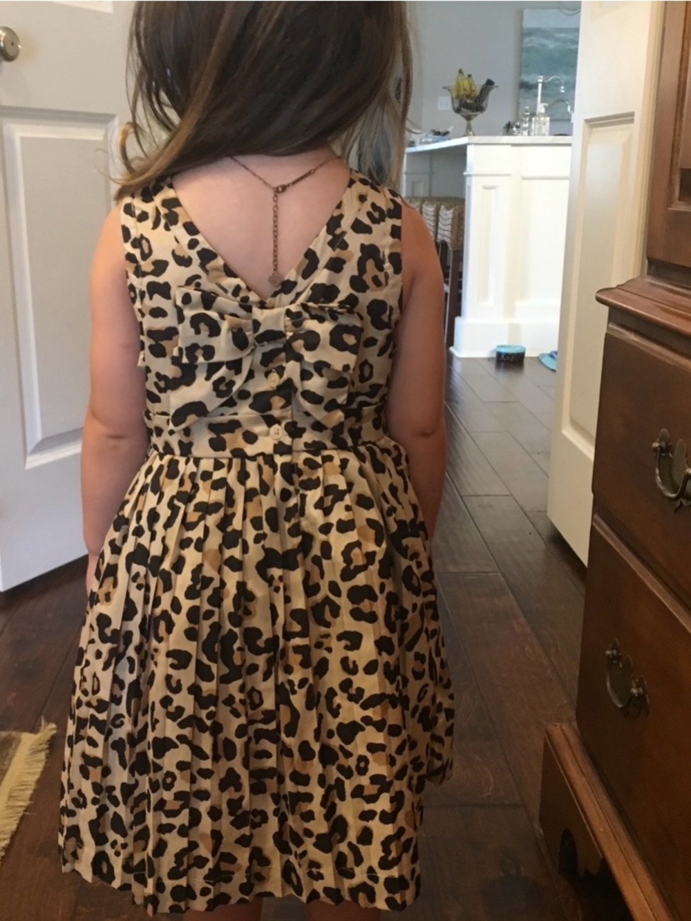 🤎🖤 JANIE AND JACK SILK PLEATED CHEETAH PRINT DRESS SIZE 2T! - Picture 2 of 13